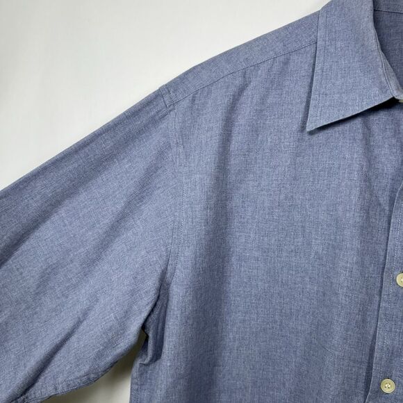 J Crew Button Up Shirt Mens Size Medium Light Blue Long Sleeve Oxford Pocket - Picture 9 of 14